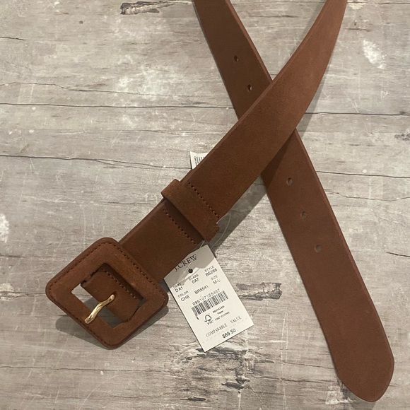 NEW Women’s J. Crew Brown Suede Belt with Square Buckle M/L - Picture 4 of 9